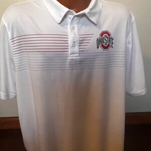 Ohio State University Buckeyes Polo Shirt White Scarlet Gray XXL Collegiate